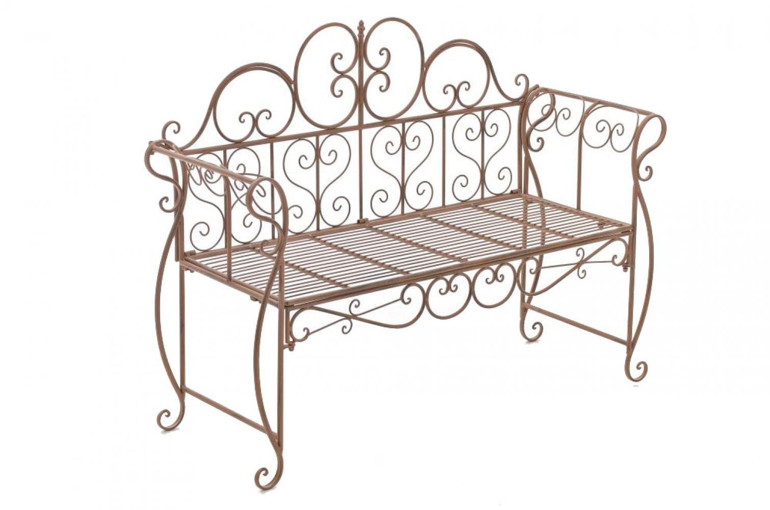 GARTENBANK 128/46 cm Metall Antik Braun - Braun, Metall (128/94/46cm) - CLP