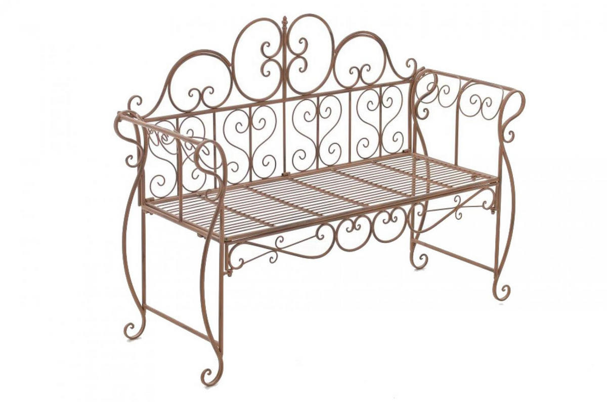 GARTENBANK 128/46 cm Metall Antik Braun - Braun, Metall (128/94/46cm) - CLP