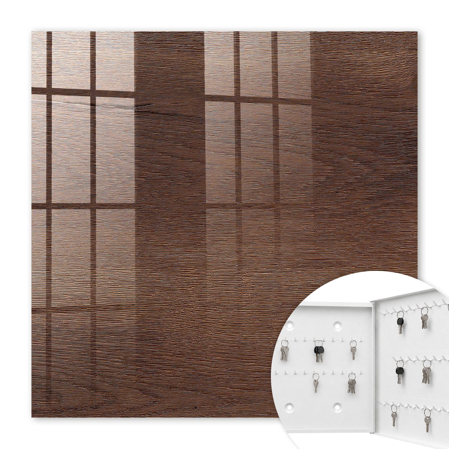 SCHLÜSSELBOX Weiß 30x30 cm – Türöffnung nach rechts - Braunes Holz - Braun, Metall (30/30/5cm) - TULUP