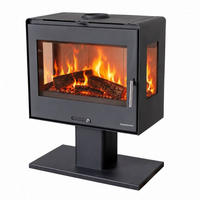 KAMINOFEN Holzofen Wohnzimmer Holzkamin 5071 Panorama 3 Seiten Glas 10 kW - Schwarz, Metall (70.4/90/38cm) - DanDiBo