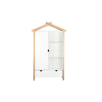 KLEIDERSCHRANK Malmö in Hausform - 1 Tür, 3 offene Fächer, 1 Schublade - Weiß, Holz (112/187/51cm) - TPFLiving