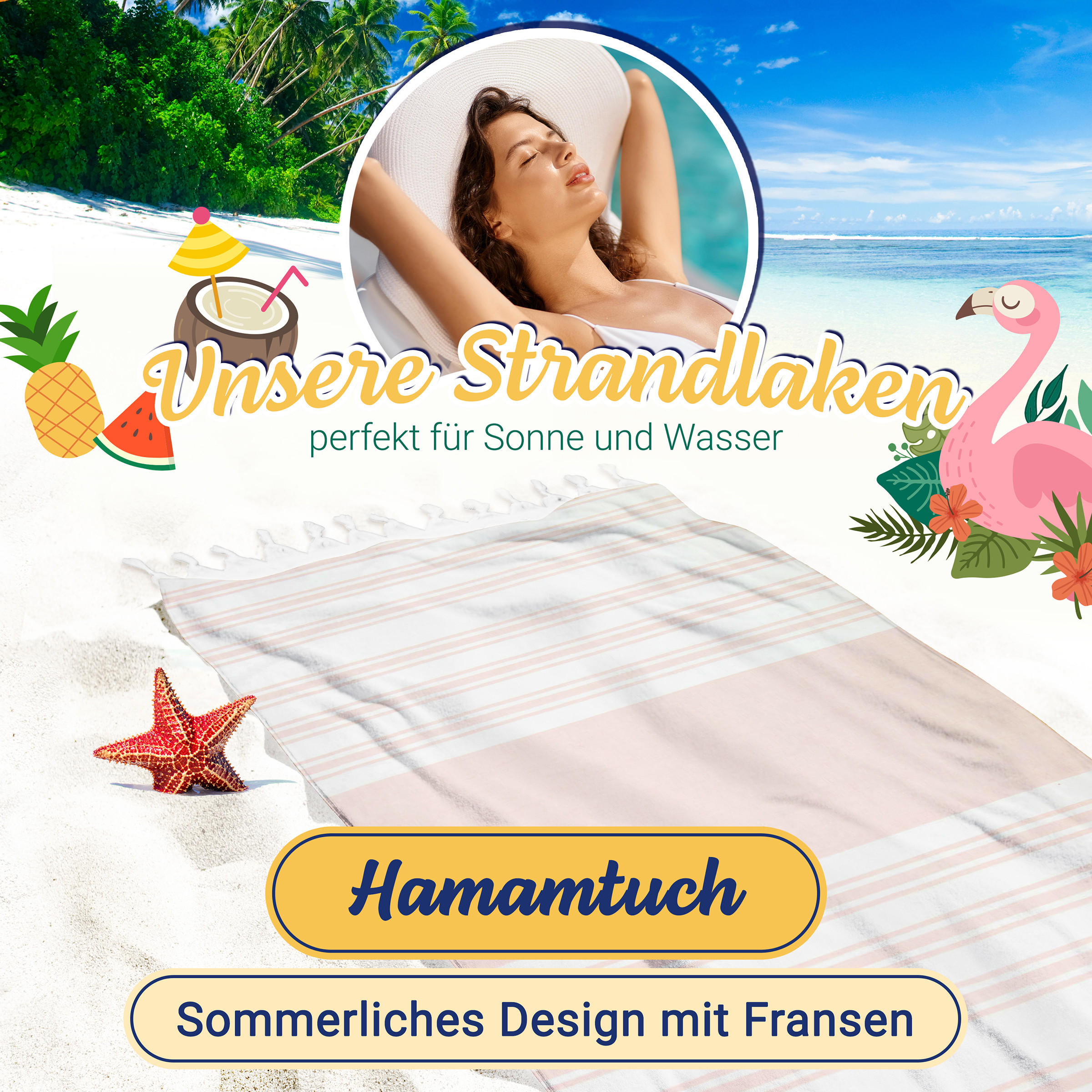 STRANDTUCH, 90x170 cm, 100% Baumwolle, Weiß - Beige, Textil (90/170cm) - Zollner
