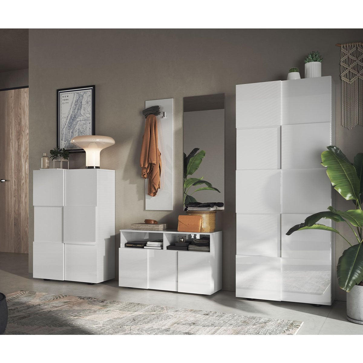 SCHRANK mit 2 Türen Dama - H186,5 cm - Weiß, Holzwerkstoff (31/186.5/78cm) - Calicosy