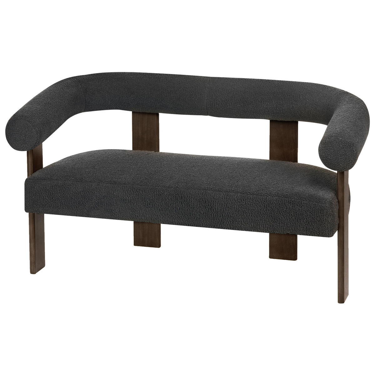 2-SITZER-SOFA Bouclé Schwarz/Dunkelbraun Ilbro - Schwarz, Textil (138/76/68cm) - Beliani
