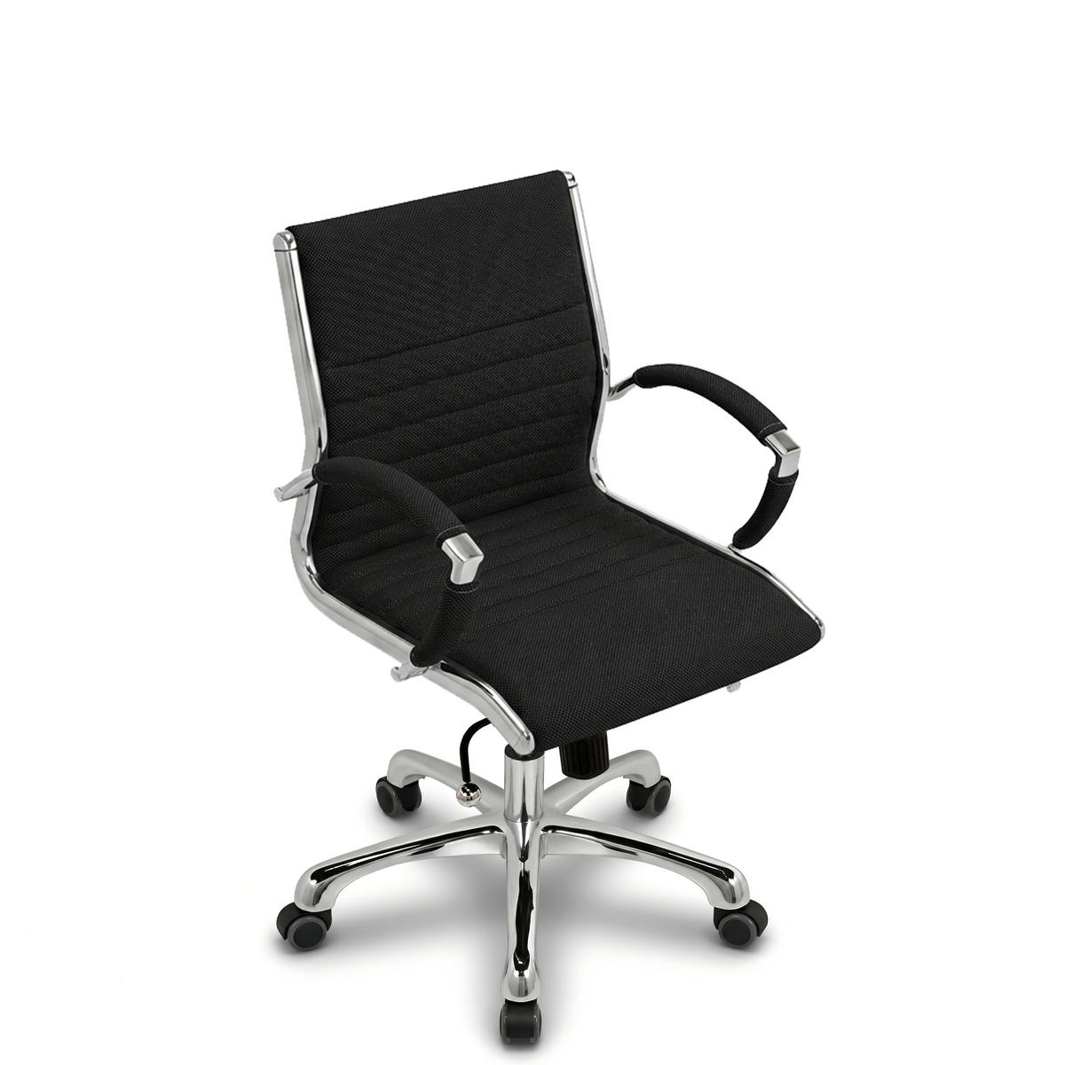 DREHSTUHL Montreal Stoff Schwarz – ergonomisch, 150 kg belastbar, Sitzhöhe 46-54cm - Schwarz, Textil/Metall (60/97/60cm) - Versee