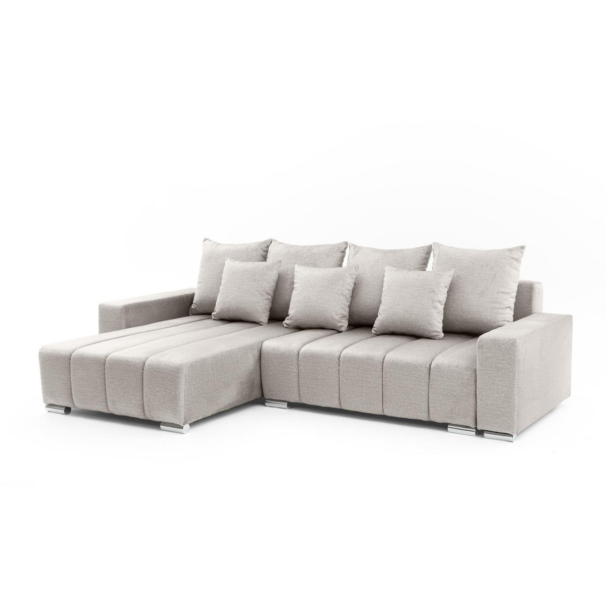 ECKSOFA Piano L Links mit Schlaffunktion 137x234 Velours Beige - Beige/Silberfarben, Holz/Textil (278/178cm) - Muffo