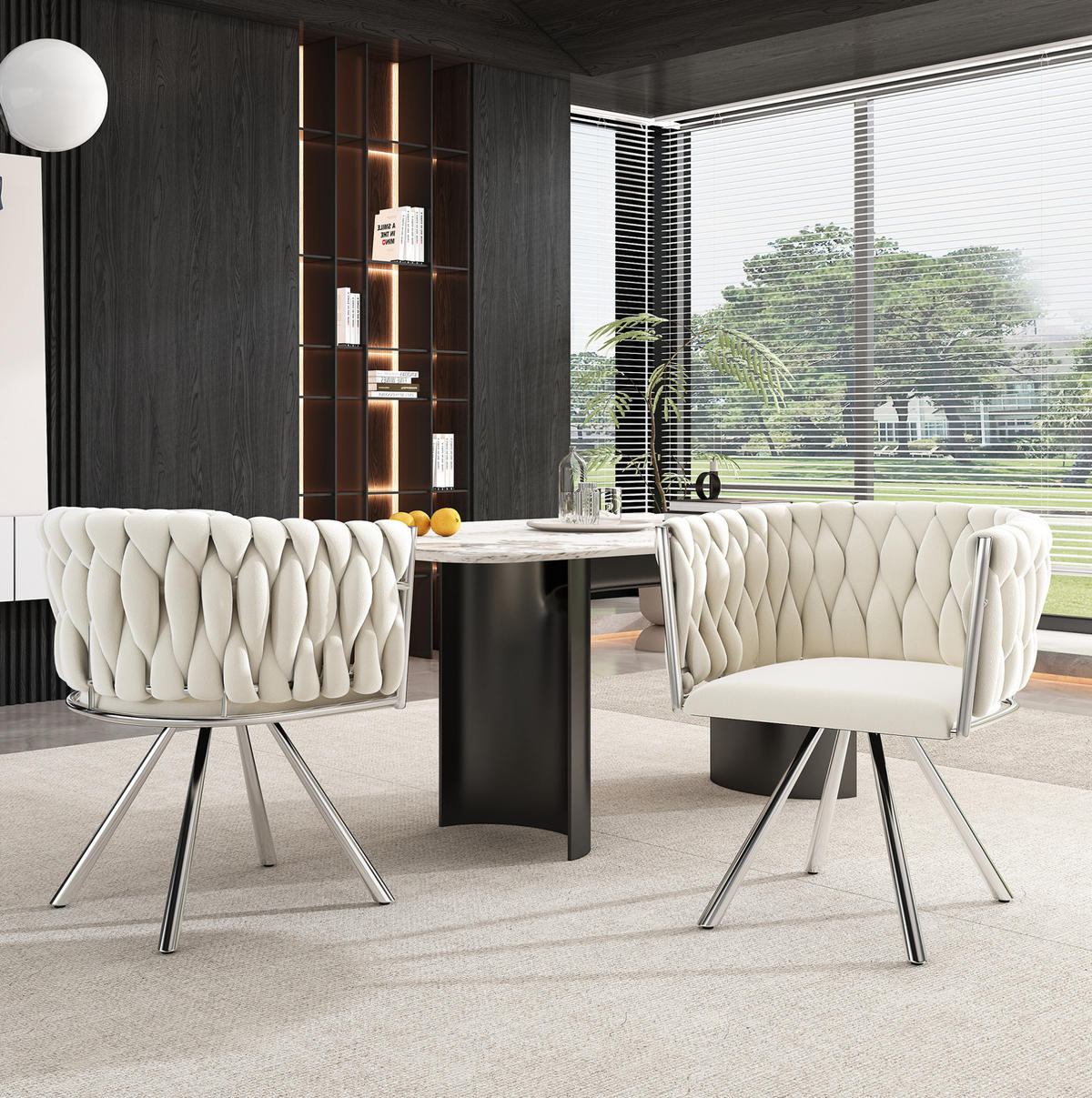 ESSZIMMERSTUHL 2er-Set drehbar Samt Beige mit Metallgestell - Beige, Metall (54/72/59cm) - Meubliv