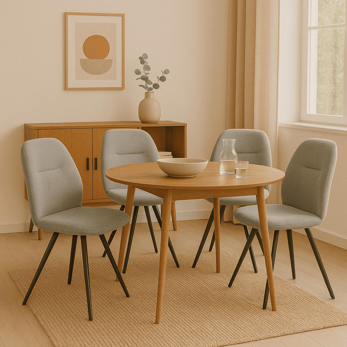 STÜHLEN (Set aus 2) aus stoff mit schwarzen metallbeinen - tamara 47/60/49 cm - Grau, Textil (60/49/47cm) - Calicosy