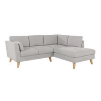 ECKSOFA Mario Silber Microfaser - Silberfarben/Naturfarben, Buchenholz/Textil (221/186cm) - S-Style Möbel