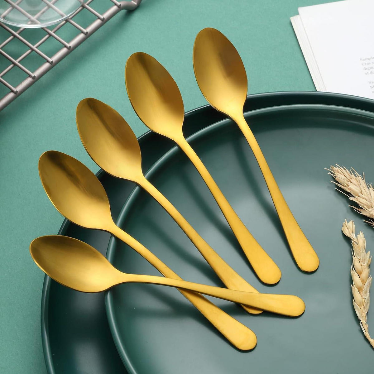 KAFFEELÖFFEL 16-teiliges Set Gold matt 13,7 cm - Goldfarben, Metall