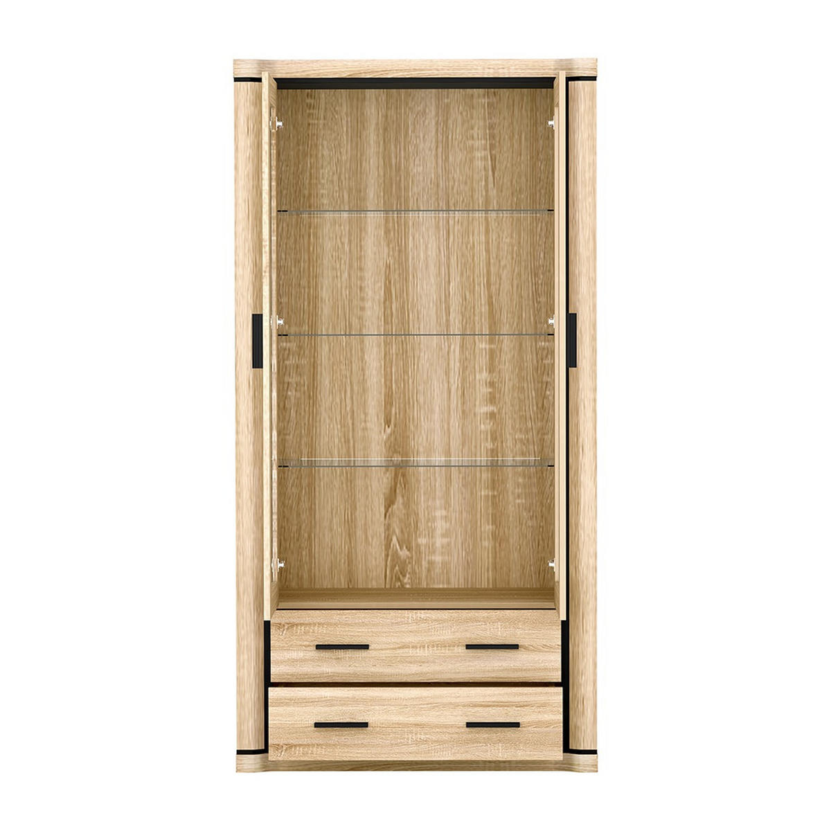 VITRINE Dallas D-17 97 x 192 x 45 cm Eiche Sonoma - Sonoma Eiche, Glas/Holzwerkstoff (97/192/45cm) - Koseto
