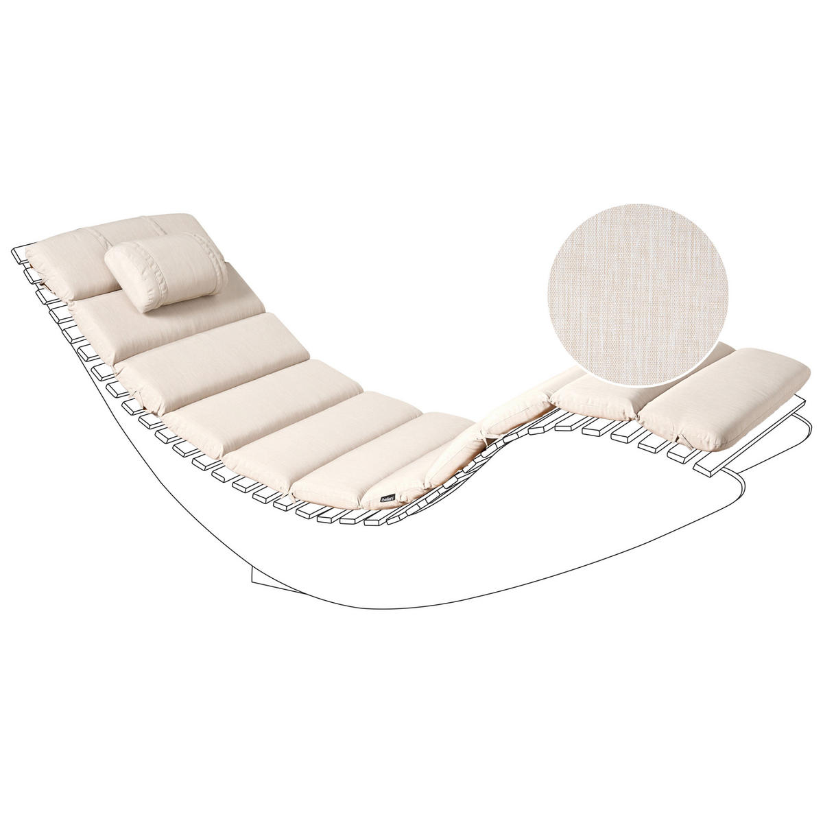 LIEGENAUFLAGE Hellbeige 60/180 cm Brescia Premium - Beige, Textil (180/5/60cm) - Beliani