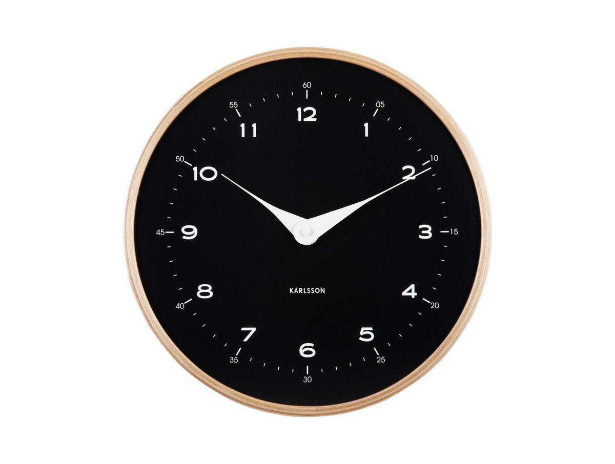WANDUHR Osado Dome hout Ø30 cm - Schwarz, Holz (30/30/4.3cm) - Karlsson