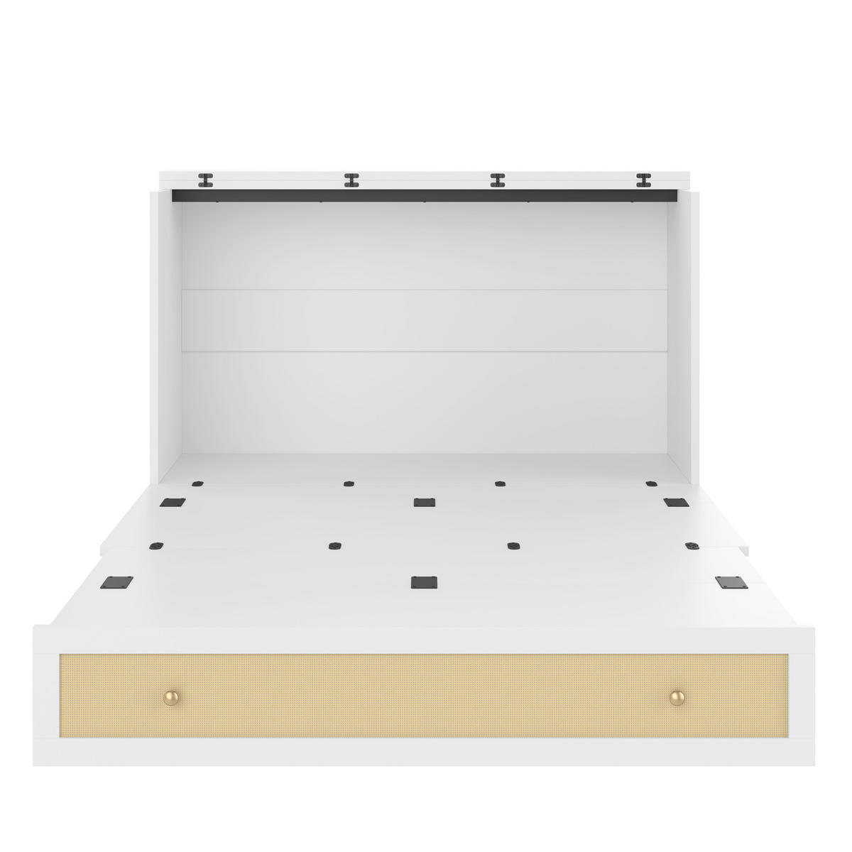 SCHRANKBETT 140x200cm Weiß Schubladen Regal USB Steckdose mobiles Bett - Weiß, Holz (140/200cm) - FLIEKS