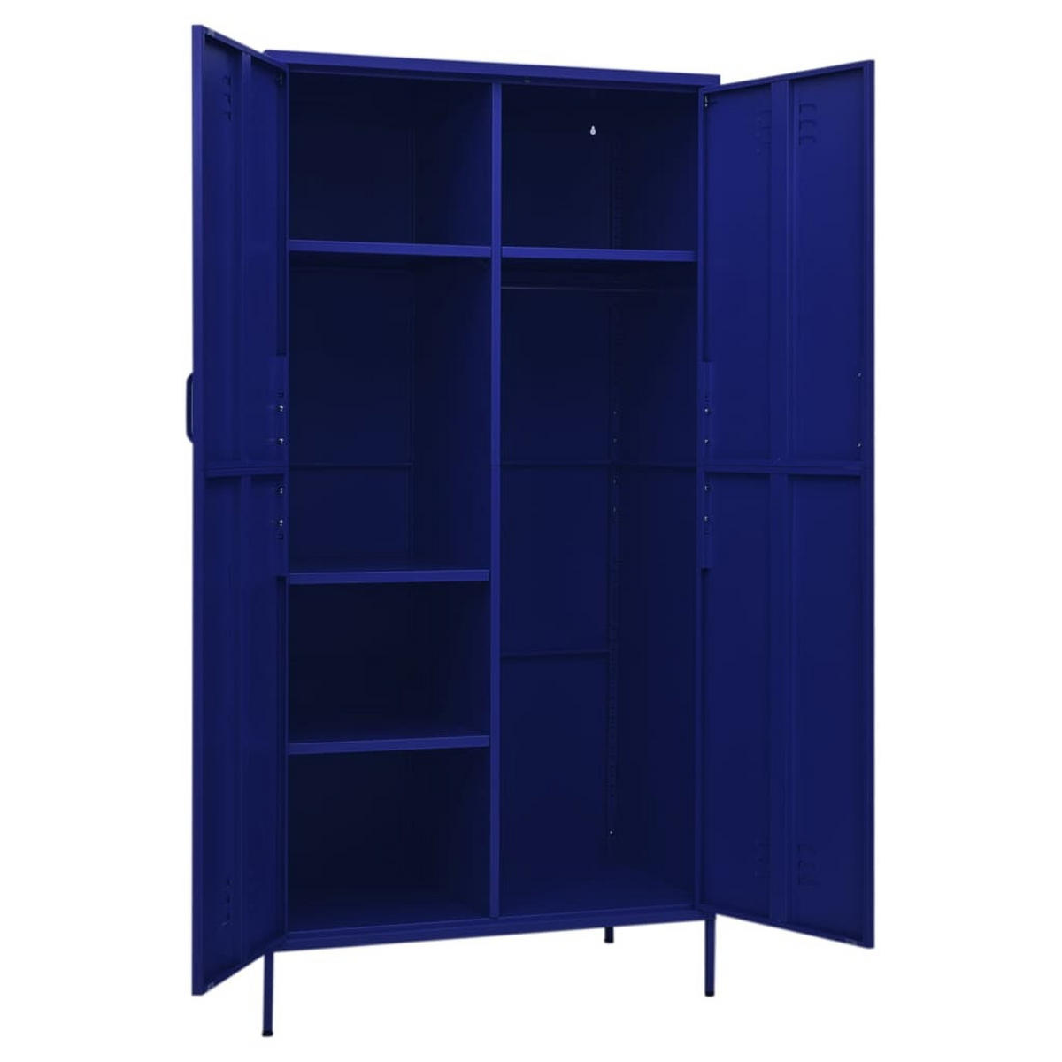KLEIDERSCHRANK 2-Türig mit 4 verstellbaren Fächern 90/50/180 cm aus Stahl Marineblau - Blau, Metall (90/180/50cm) - vidaXL