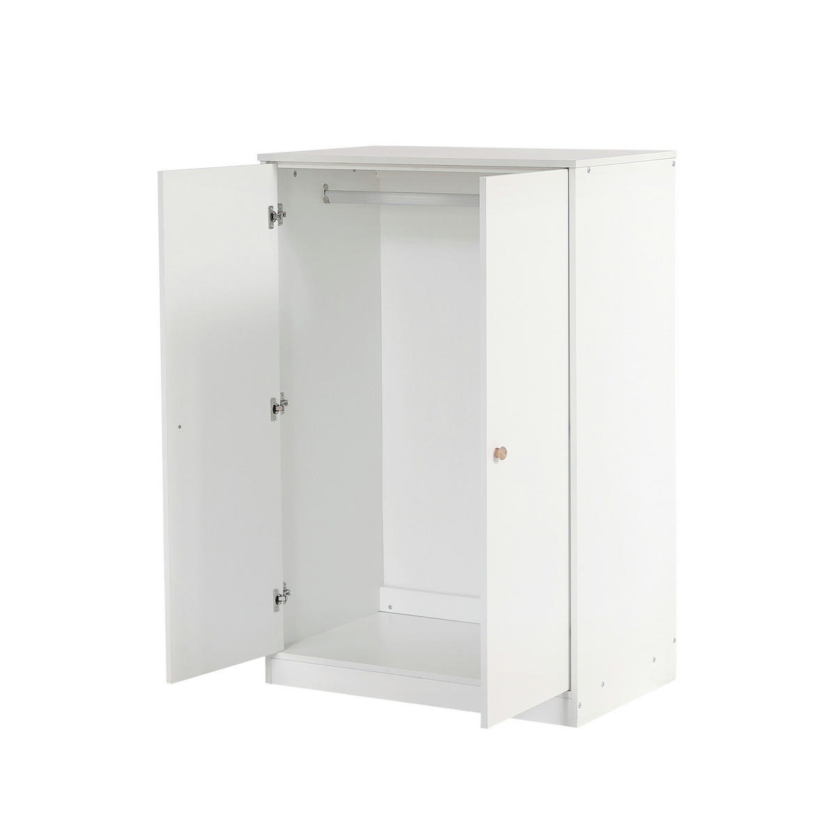 KLEIDERSCHRANK 2-türig 80/50/120 cm in Weiß mit Kleiderstange - Weiß, Holz (80/120/50cm) - BEAOK