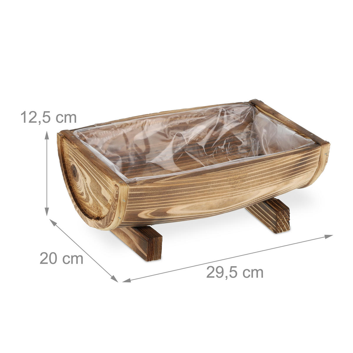 BLUMENKASTEN - Braun, Holz/Kunststoff (29.5/12.5/20cm) - Relaxdays