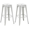BARHOCKER 2er Set Metall silber - Silberfarben, Metall (43/76/43cm) - CLP