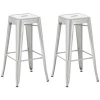 BARHOCKER 2er Set Metall silber - Silberfarben, Metall (43/76/43cm) - CLP