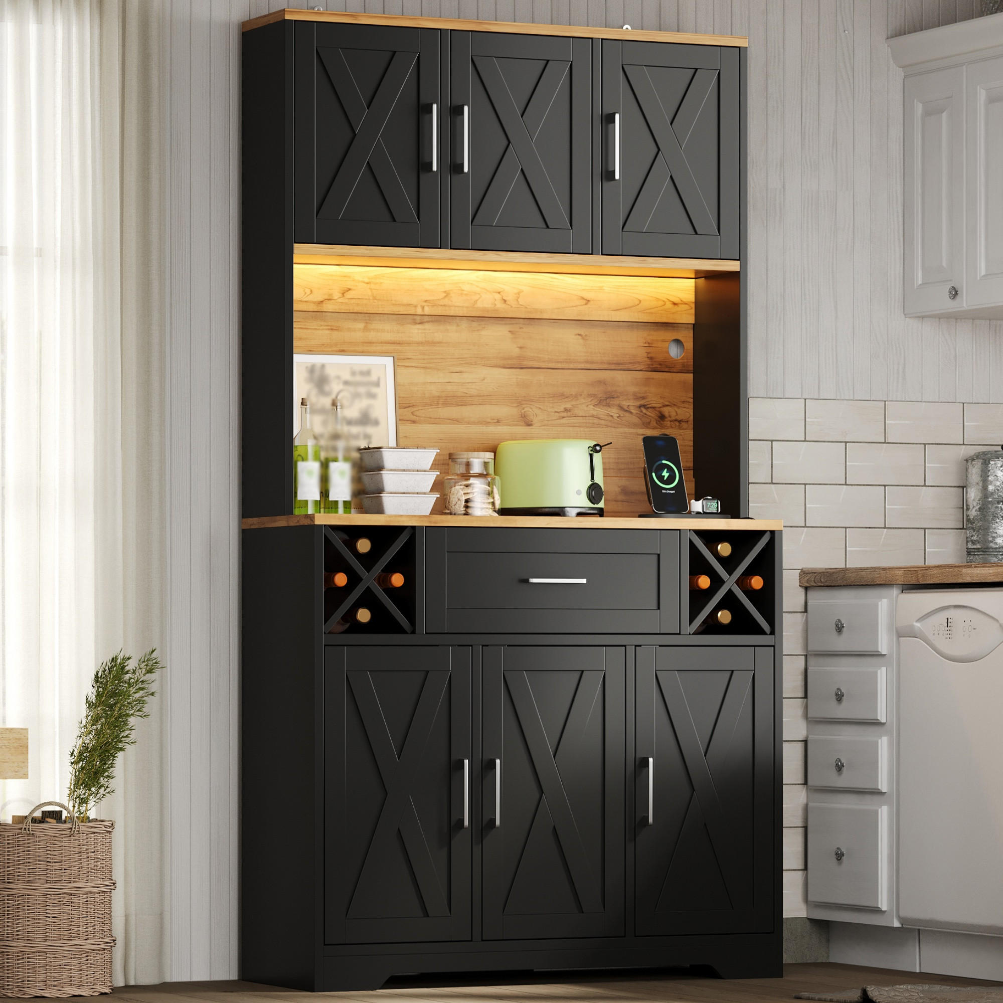 GESCHIRRSCHRANK Naturfarben 105/40/180 - Naturfarben, Holzwerkstoff (105/180/40cm)
