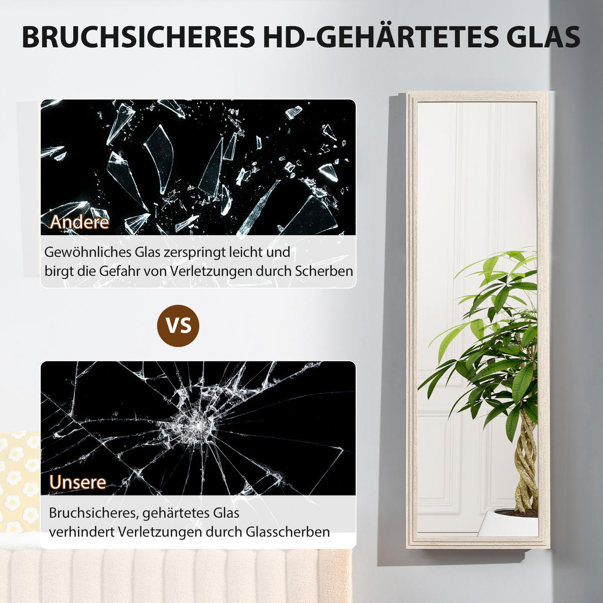 STANDSPIEGEL 2er-Set Weiß 50.0/4.0/160.0 cm - Weiß, Glas (4/160/50cm)