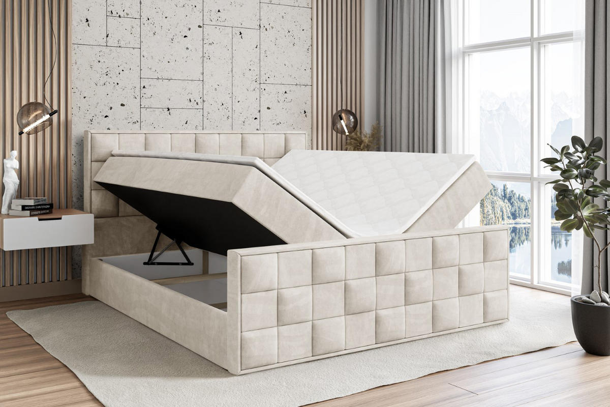 BOXBETT ZAFIRA - 200x200 - H3 - Ecru - Ecru, Holzwerkstoff (200/200cm) - ALTDECOR