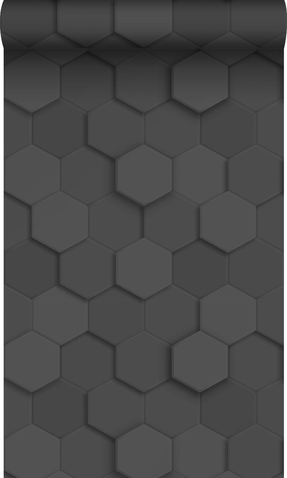 TAPETE 3D Wabenmuster 53 cm x 10.05 m - Schwarz, Papier (53/1000cm) - Origin Wallcoverings