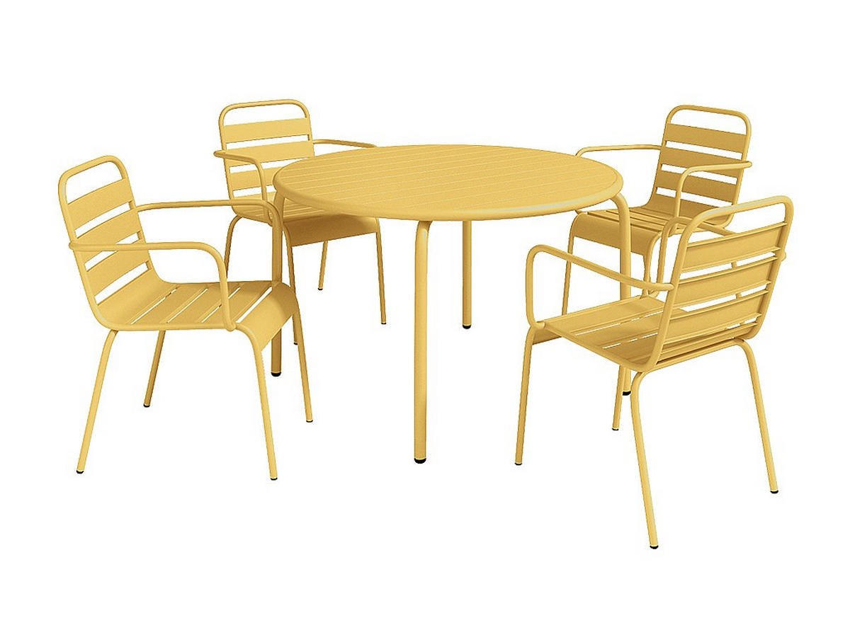 GARTENESSGRUPPE im Set - 4 -Sitzer - Stahl - senffarben - MIRMANDE - Gelb, Metall - Vente-Unique