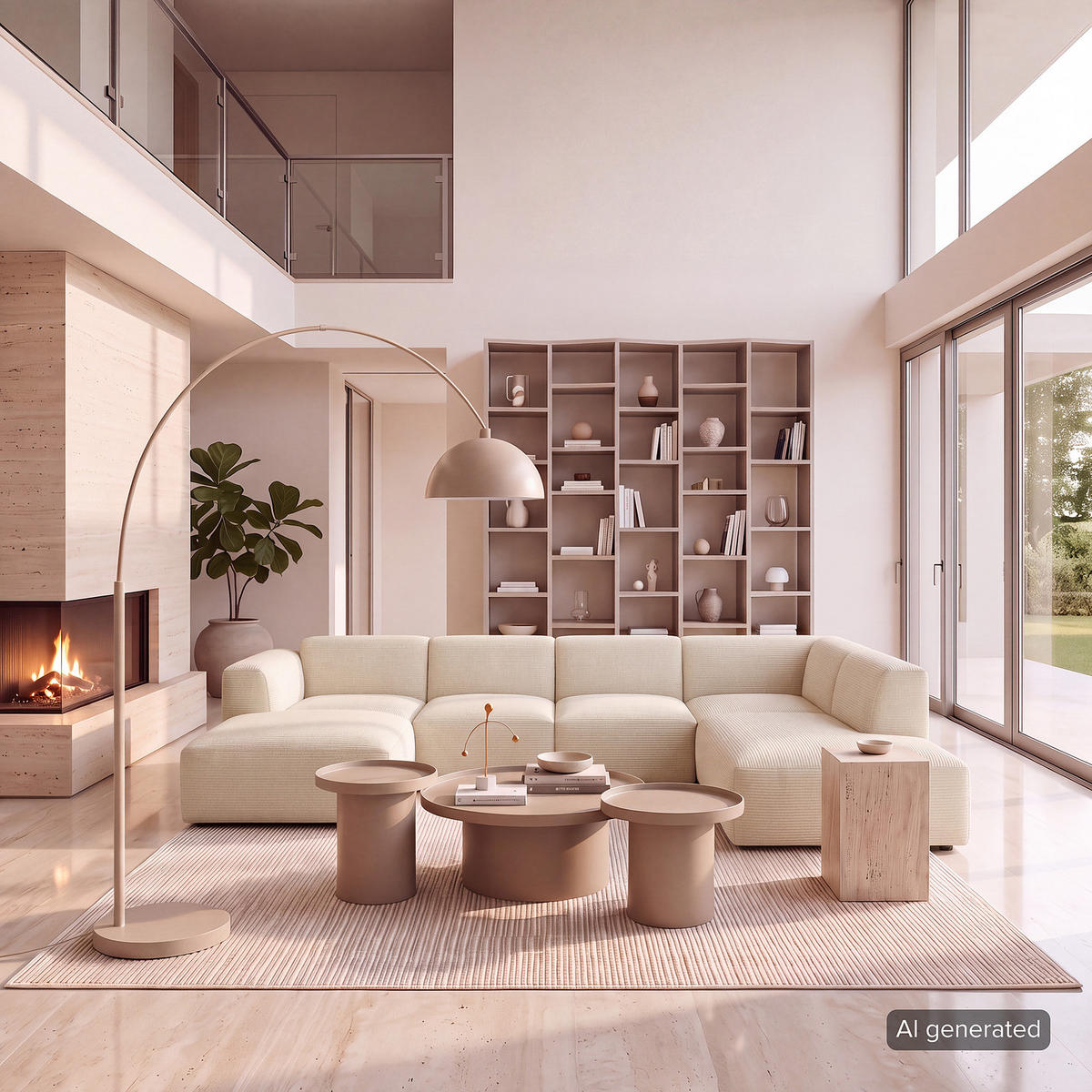 WOHNLANDSCHAFT mit Longchair - Beige/Schwarz, Kunststoff/Textil (325/71/235cm) - home24