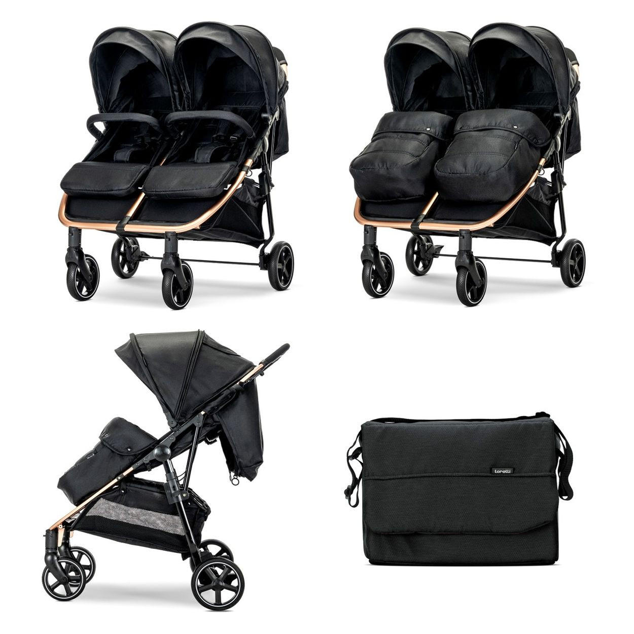 DUO klappbar verstellbar Fußabdeckung Wickeltasche - Schwarz, Metall (76/88/105cm) - Lorelli