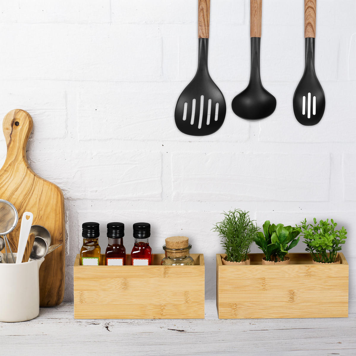 2XAUFBEWAHRUNGSBOX - Hellbraun, Holz/Holzwerkstoff (23/9.5/9cm) - Relaxdays