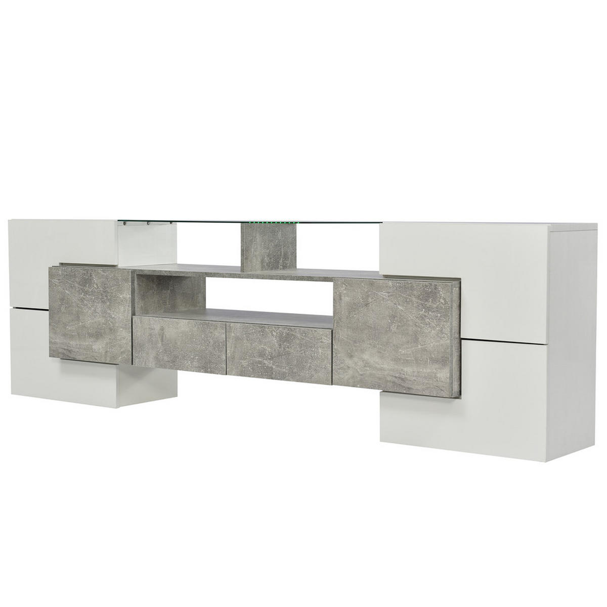 TV-SCHRANK Lowboard 200cm LED Weiß Grau 60-69 Zoll - Grau, Holz (35/60/200cm) - FLIEKS