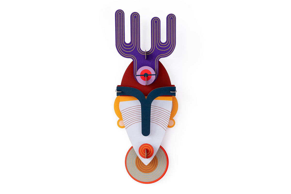 WANDDEKO Mumbai-Maske 18/5 cm - Multicolor/Weiß, Wellpappe (18/5/51cm) - KUNSTLOFT