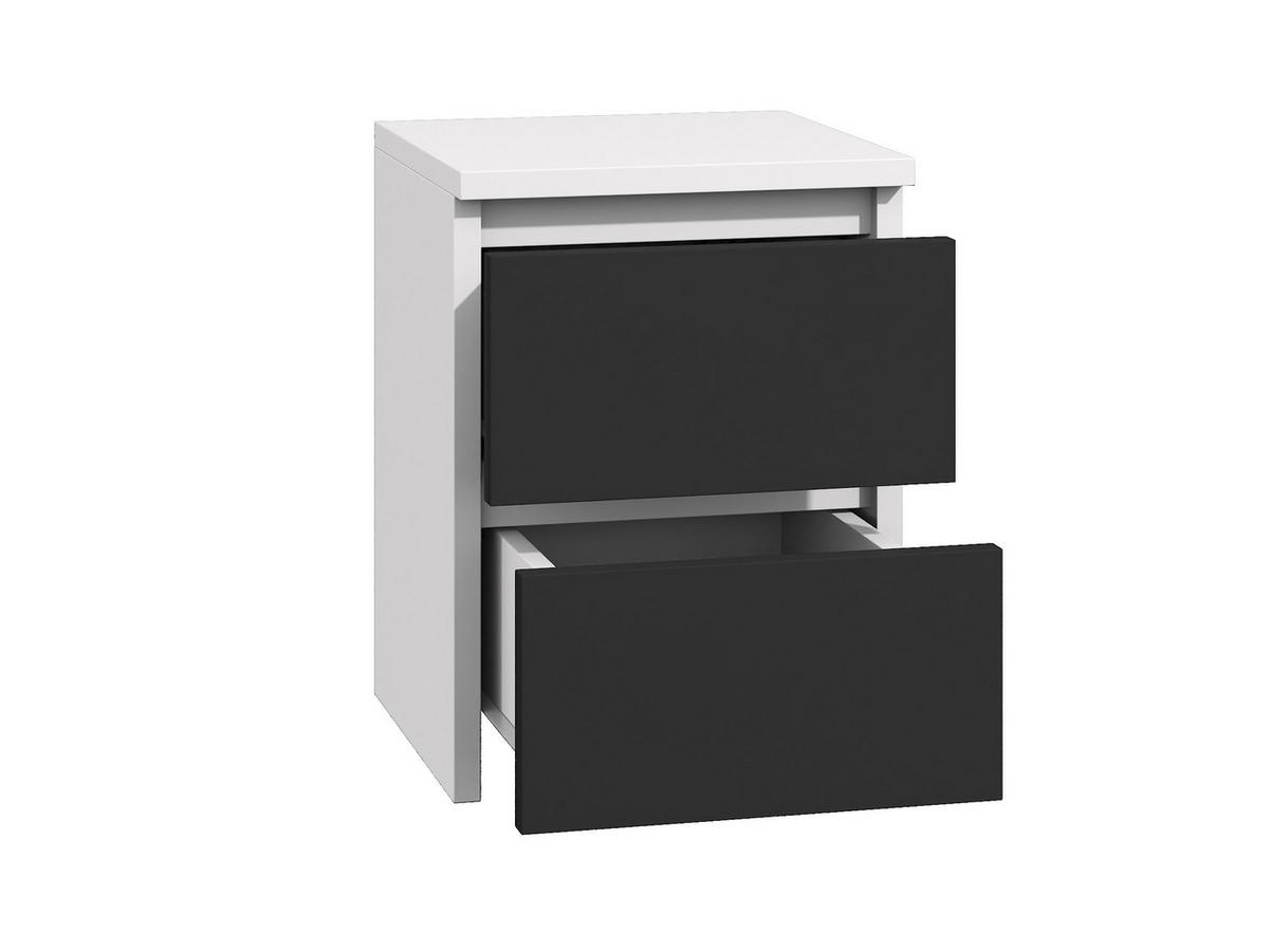 NACHTTISCH bella2 weiss schwarz matt - Weiß, Holzwerkstoff (30/40/30cm) - roe furniture