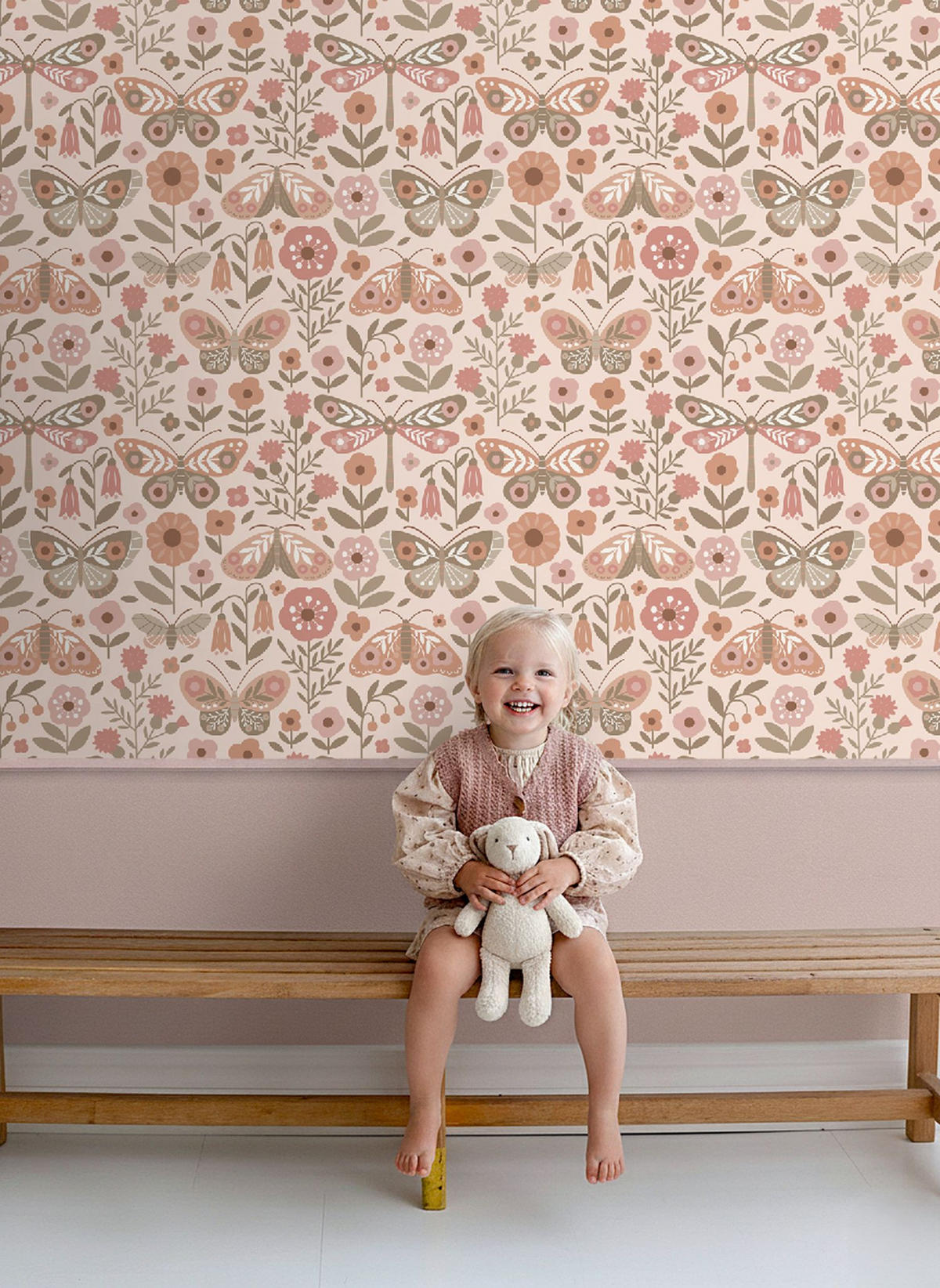 TAPETE Blumen & Schmetterlinge 50 x 900 cm - Pink, Papier (50/0.1cm) - ESTAhome
