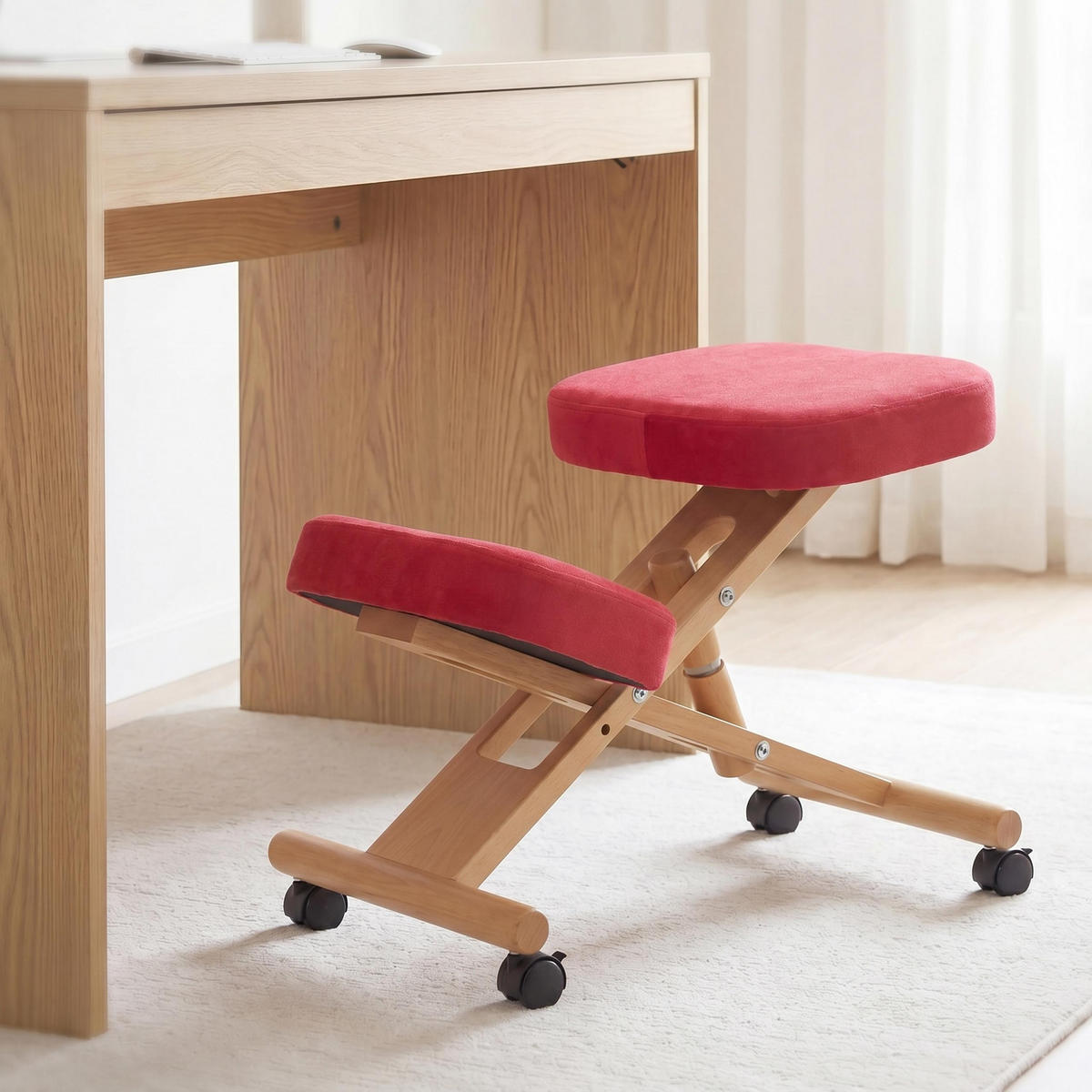 KNIESTUHL Rot - Rot, Textil (42/73/65cm) - MCW