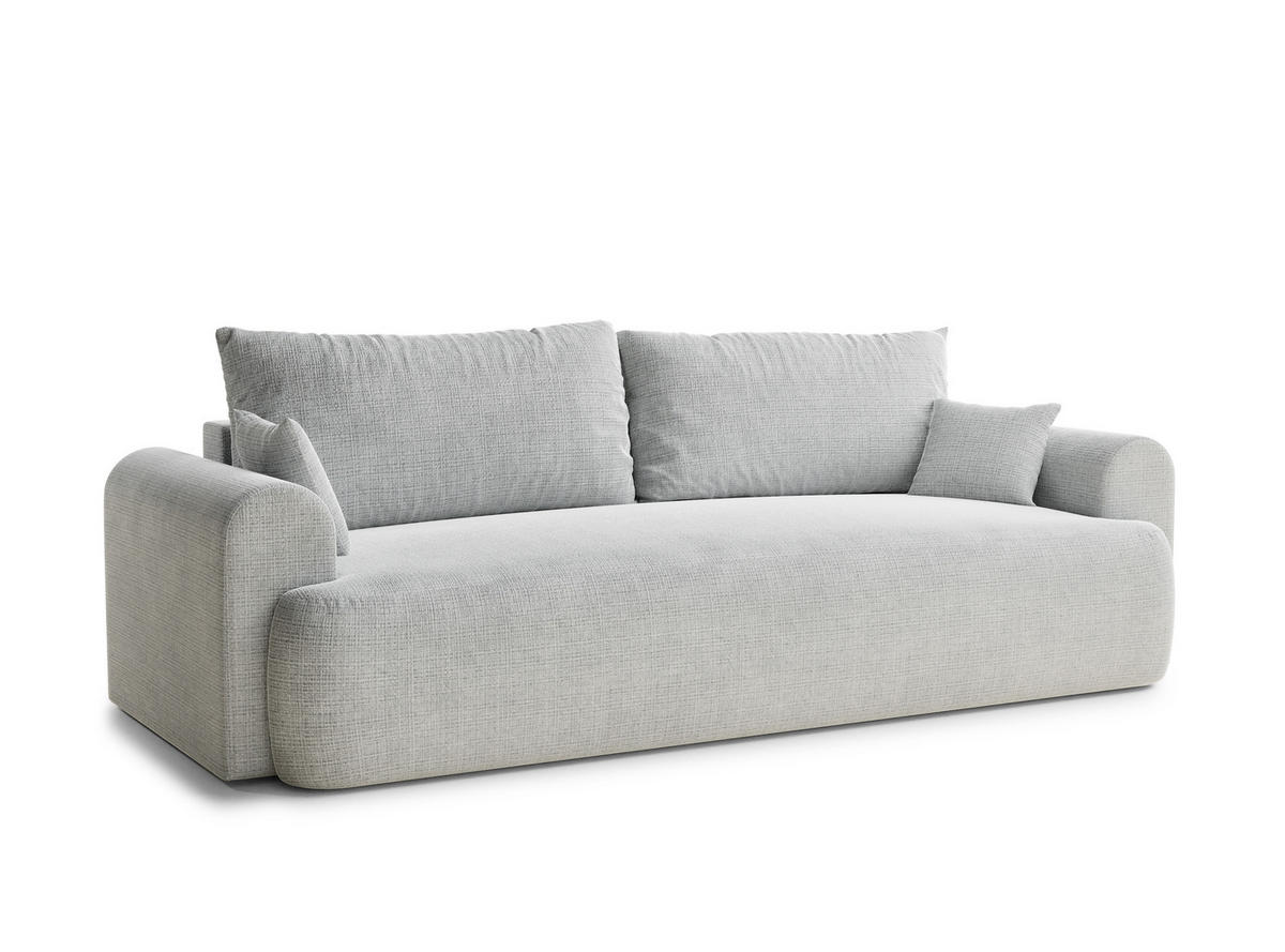 SOFA MIT SCHLAFFUNKTION Toluca Grau Chenille-Stoff - Schwarz/Grau, Holz/Holzwerkstoff (247/69/104cm) - Maison de Reve