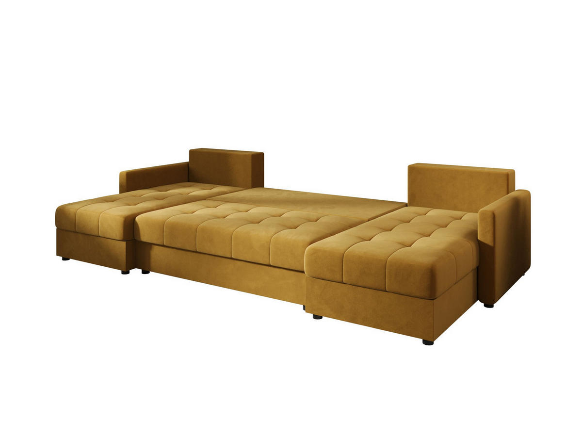 ECKSOFA MOS U BIS Itaka 33 mit Schlaffunktion - Currygelb, Textil (285/85/140cm) - Bedante