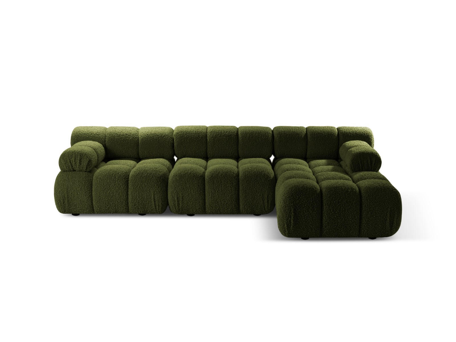ECKSOFA modular rechts Bellis aus Boucle grün 4 Sitzplätze - Grün, Textil (155/282cm) - Micadoni