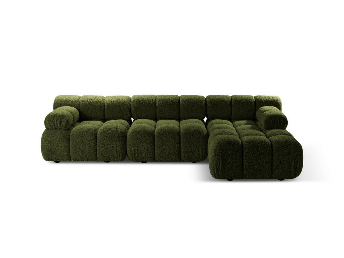 ECKSOFA modular rechts Bellis aus Boucle grün 4 Sitzplätze - Grün, Textil (155/282cm) - Micadoni