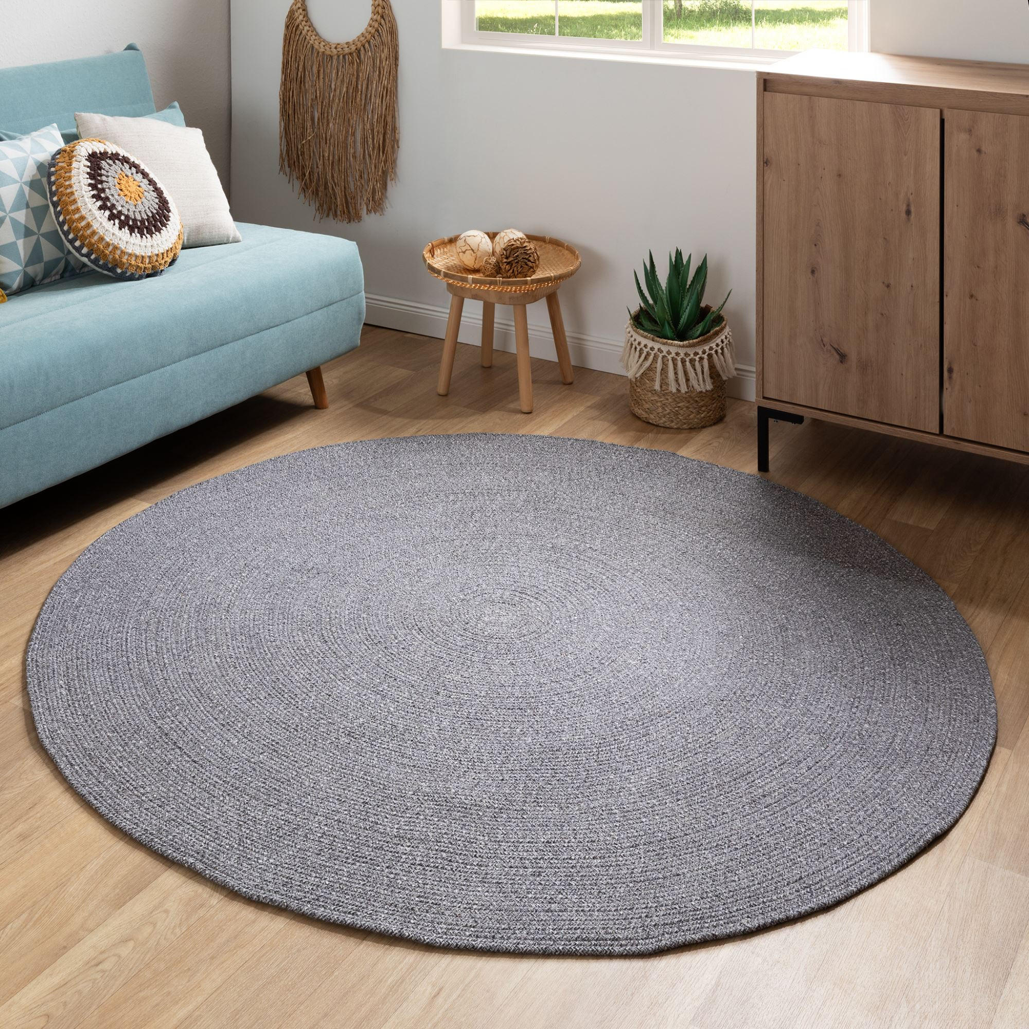HANDWEBTEPPICH 200/200 cm Bali Plain - Grau, Naturmaterialien (200/200cm) - Steffensmeier