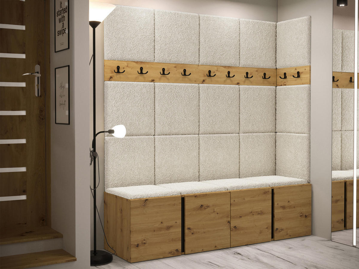 GARDEROBEN-SET Orion II - Creme/Eiche Artisan, Holzwerkstoff/Kunststoff (168/186/46cm) - MIRJAN24