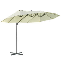 DOPPELSONNENSCHIRM, Ampelschirm mit Kurbel, Verstellbarer Gartenschirm, Metall, Cremeweiß - Beige, Metall (270/460cm) - Outsunny