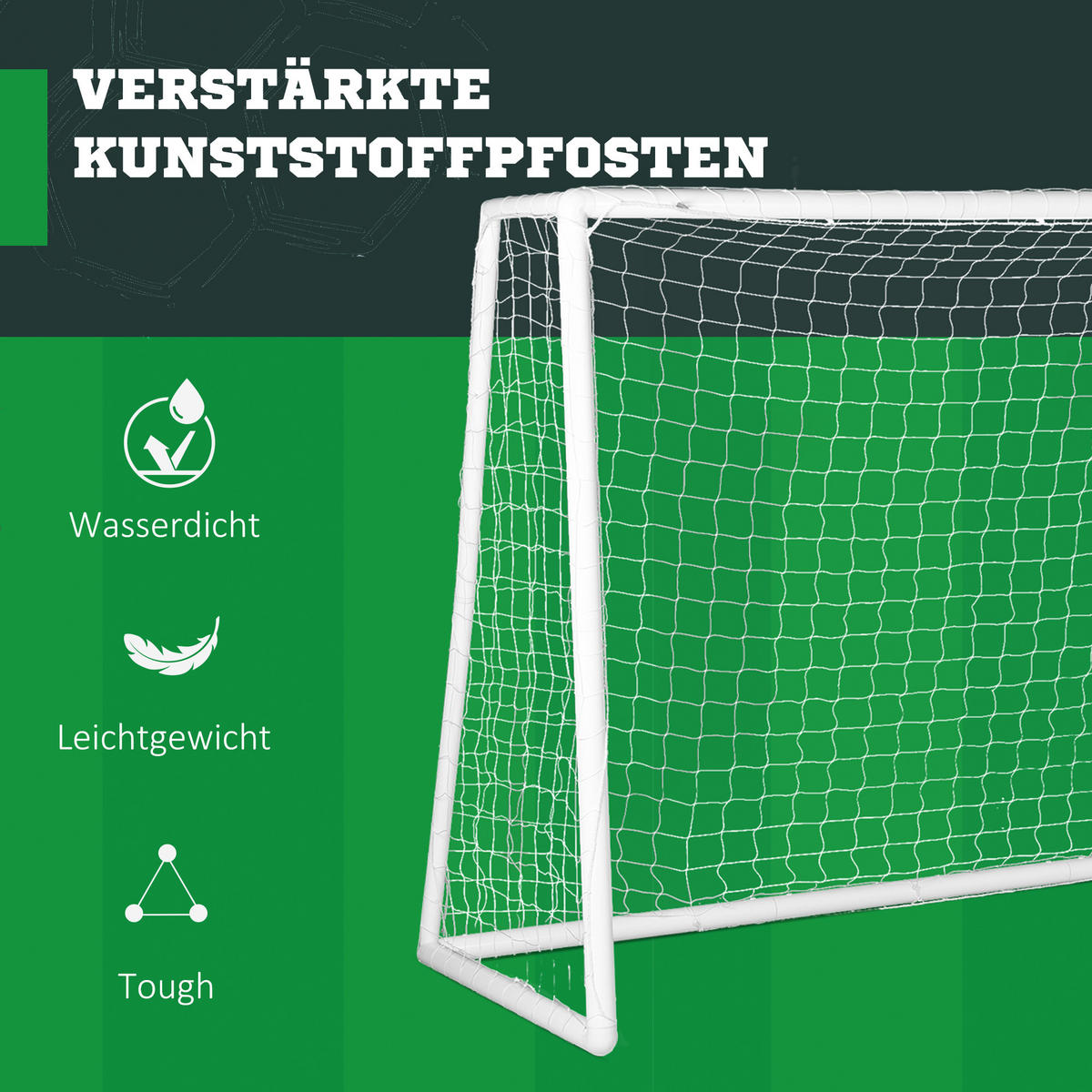 FUSSBALLTOR für Jugendliche & Erwachsene 300 x 120 x 200 cm Wetterfest - Weiß, Kunststoff (120/300cm) - SPORTNOW