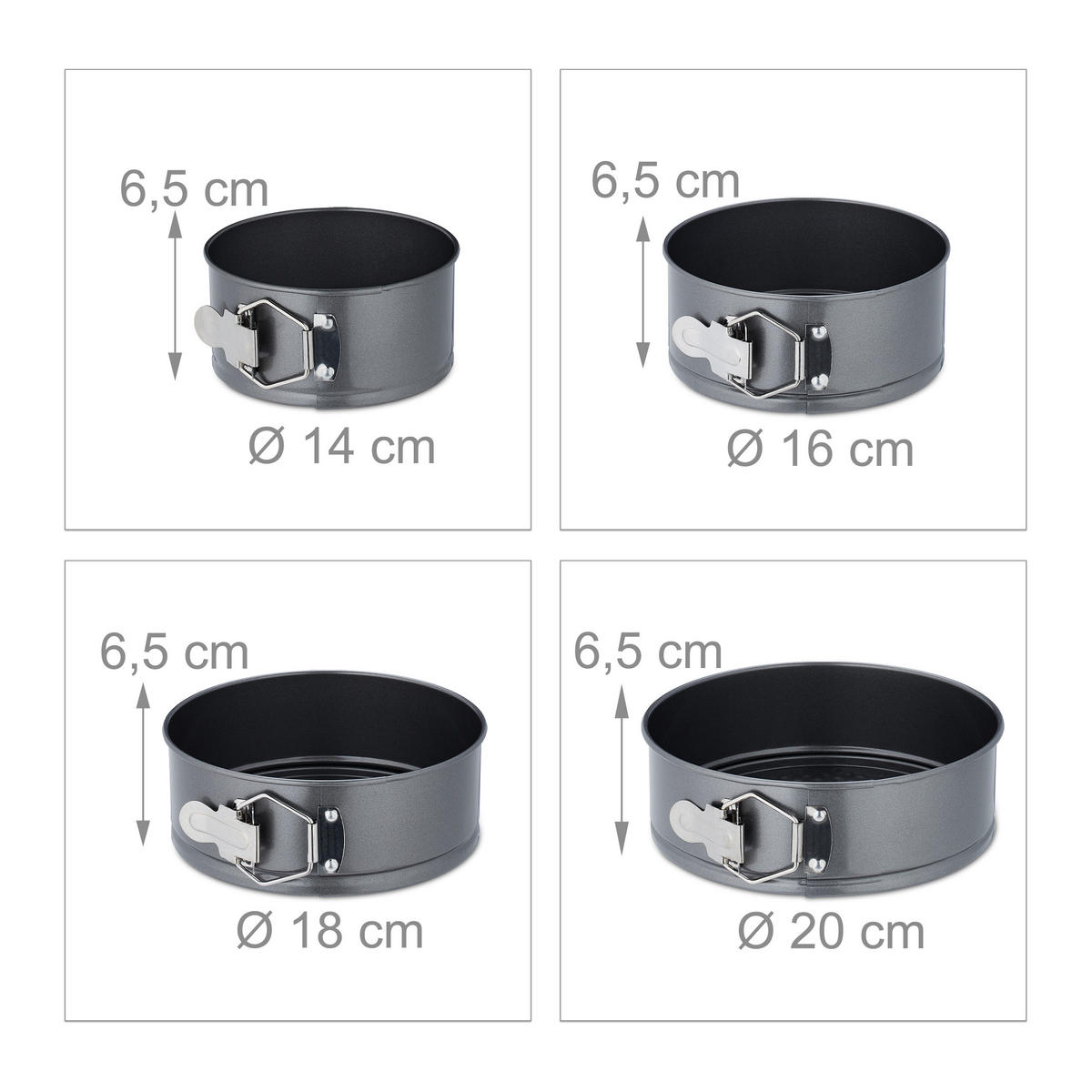 SPRINGFORM Set - Anthrazit, Metall (28/6.5/28cm) - Relaxdays