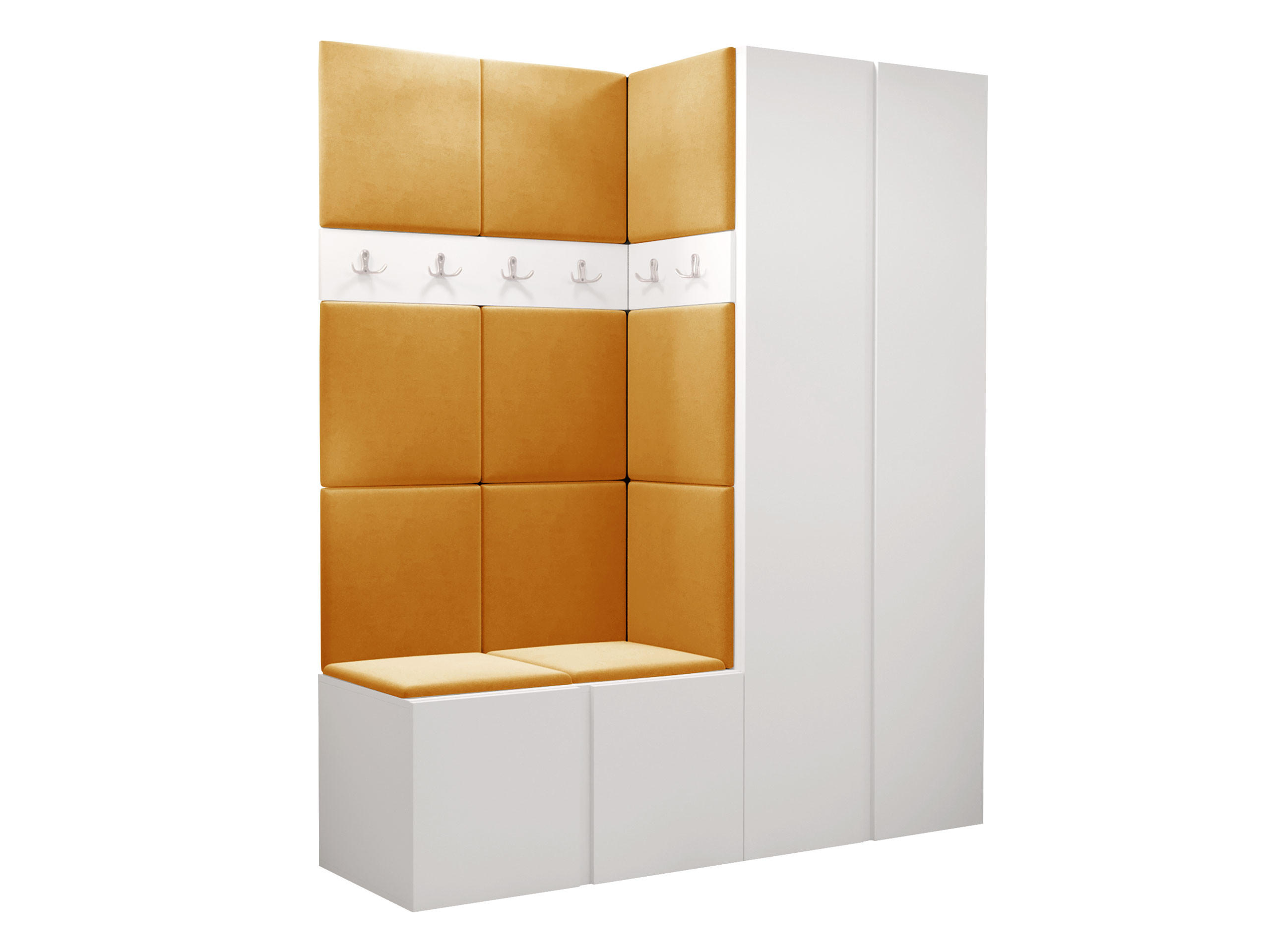 GARDEROBEN-SET Orion III - Weiß/Orange, Holzwerkstoff/Kunststoff (158/186/46cm) - MIRJAN24