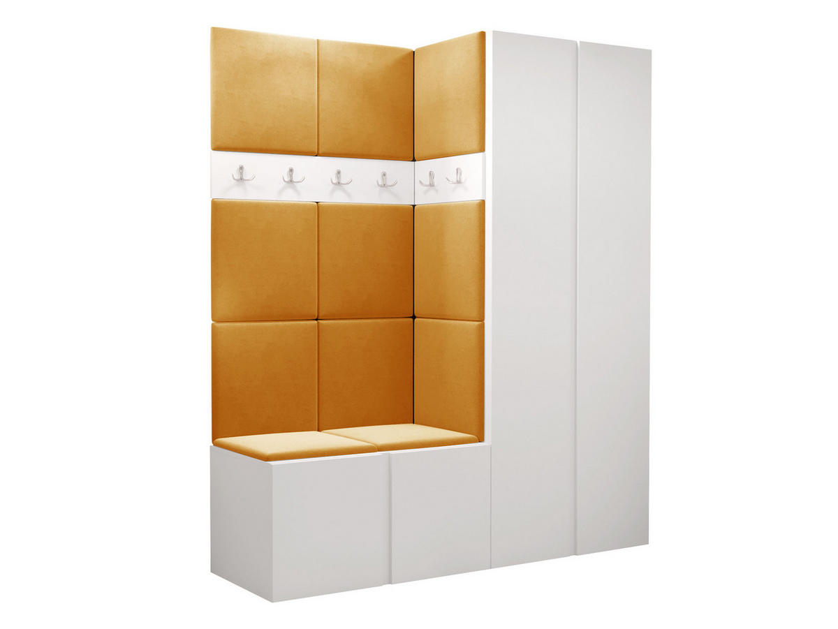 GARDEROBEN-SET Orion III - Weiß/Orange, Holzwerkstoff/Kunststoff (158/186/46cm) - MIRJAN24