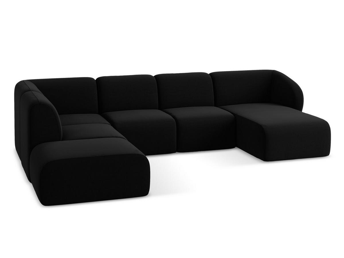 ECKSOFA Links Bouclé Stoff Weiß - Schwarz/Weiß, Holzwerkstoff/Kunststoff (248/166cm) - Makamii