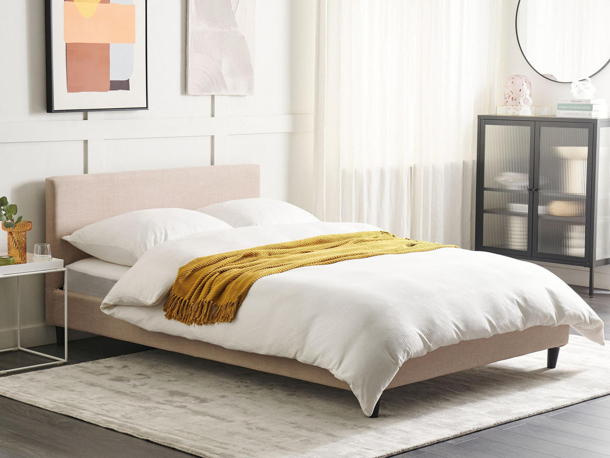 POLSTERBETT 140/200 cm Sandbeige Fitou - Beige, Textil (140/200cm) - Beliani