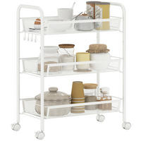 SERVIERWAGEN DE-12537 3 abnehmbare Körbe mit 4 Haken 45/26,5/63 cm Weiß - Weiß, Metall (26.5/63/45cm) - ComfortXL